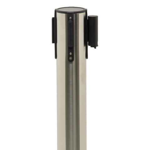Set di 2 colonne segnapercorso Securit® 93x33x33 cm nastro retrattile nero 210 cm acciaio inox  grigio-nero RS-RT-LW-CH